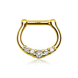 14 Karat Gold Dainty Sparkles Clicker Ring-Clear Gem