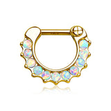14 Karat Gold Fire Opal Sparkle Loop Clicker Ring