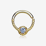 14 Karat Gold Twisted Rope Sparkle Bendable Hoop Ring