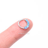 Detail View 2 of 14 Karat White Gold Fire Opal Prong Set Lined Bendable Hoop Ring-Blue