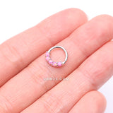 Detail View 2 of 14 Karat White Gold Fire Opal Prong Set Lined Bendable Hoop Ring-Pink