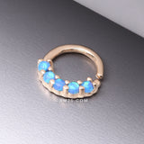 Detail View 1 of 14 Karat Gold Fire Opal Prong Set Lined Bendable Hoop Ring-Blue