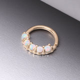 Detail View 1 of 14 Karat Gold Fire Opal Prong Set Lined Bendable Hoop Ring-White