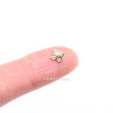 Detail View 2 of 14 Karat Gold Brilliant Sparkle Frasera Flower Dermal Anchor Top Part-Clear Gem