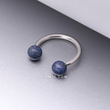 Detail View 1 of Sodalite Blue Stone Ball Ends Steel Horseshoe Circular Barbell