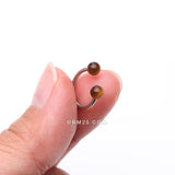 Detail View 2 of Tiger Eye Stone Ball Ends Steel Horseshoe Circular Barbell