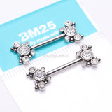 Detail View 3 of A Pair of Butterfly Sparkle Multi-Gem Threadless Nipple Barbell-Clear Gem