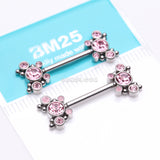 Detail View 3 of A Pair of Butterfly Sparkle Multi-Gem Threadless Nipple Barbell-Pink