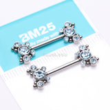 Detail View 3 of A Pair of Butterfly Sparkle Multi-Gem Threadless Nipple Barbell-Aqua