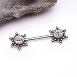 Detail View 1 of A Pair of Bali Star Sparkle Threadless Nipple Barbell-Clear Gem