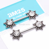 Detail View 3 of A Pair of Bali Star Sparkle Threadless Nipple Barbell-Clear Gem