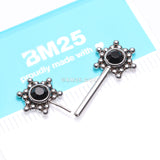 Detail View 2 of A Pair of Bali Star Sparkle Threadless Nipple Barbell-Black