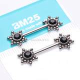 Detail View 3 of A Pair of Bali Star Sparkle Threadless Nipple Barbell-Black