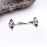Detail View 1 of A Pair of Majestic Bali Beads Sparkle Threadless Nipple Barbell-Clear Gem