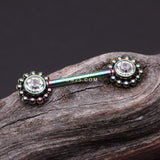 Detail View 1 of A Pair of Colorline Bali Bead Karma Circle Sparkle Threadless Nipple Barbell-Clear Gem