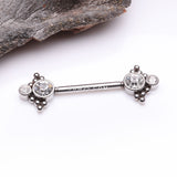 Detail View 1 of A Pair of Bali Divinity Sparkle Threadless Nipple Barbell-Clear Gem