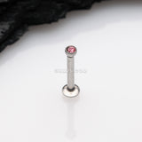 Detail View 1 of Basic Gem Ball Top Threadless Push-In Steel Labret-Pink