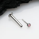 Detail View 2 of Basic Gem Ball Top Threadless Push-In Steel Labret-Pink