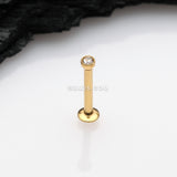 Detail View 1 of Golden Basic Gem Ball Top Threadless Push-In Steel Labret-Clear Gem