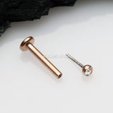 Detail View 2 of Rose Gold Basic Gem Ball Top Threadless Push-In Steel Labret-Clear Gem