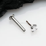 Detail View 2 of Prong Set Gem Top Threadless Push-In Steel Labret-Clear Gem