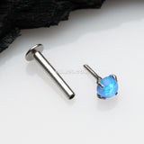 Detail View 2 of Fire Opal Prong Set Top Threadless Push-In Steel Labret-Blue Opal