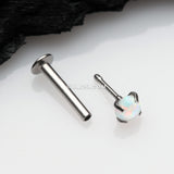 Detail View 2 of Fire Opal Prong Set Top Threadless Push-In Steel Labret-White Opal