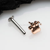 Detail View 2 of Rose Gold Adorable Sparkle Paw Top Threadless Push-In Steel Labret-Clear Gem