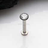 Detail View 1 of Implant Grade Titanium OneFit Threadless Gem Bezel Set Top Flat Back Stud Labret-Clear Gem