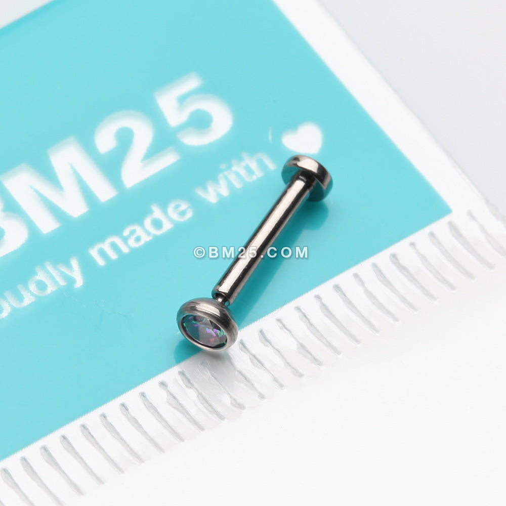 Detail View 3 of Implant Grade Titanium OneFit‚Ñ¢ Threadless Gem Bezel Set Top Flat Back Stud Labret-Vitrail Medium