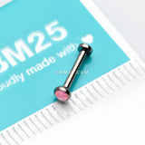 Detail View 3 of Implant Grade Titanium OneFit Threadless Fire Opal Bezel Set Top Flat Back Stud Labret-Pink Opal