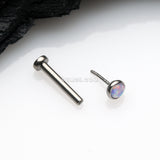 Detail View 2 of Implant Grade Titanium OneFit Threadless Fire Opal Bezel Set Top Flat Back Stud Labret-Purple Opal