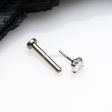 Detail View 2 of Implant Grade Titanium OneFit‚Ñ¢ Threadless Gem Prong Set Top Flat Back Stud Labret-Clear Gem