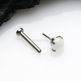 Detail View 2 of Implant Grade Titanium OneFit‚Ñ¢ Threadless Fire Opal Prong Set Top Flat Back Stud Labret-White Opal