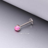 Detail View 1 of Implant Grade Titanium OneFit Threadless Fire Opal Ball Claw Prong Set Flat Back Stud Labret-Pink Opal