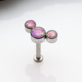 Detail View 1 of Implant Grade Titanium OneFit Threadless Journey Fire Opal Trio Top Flat Back Stud Labret-Pink Opal