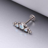 Detail View 1 of Implant Grade Titanium OneFit Threadless Sparkle Arc Bali Beads Flat Back Stud Labret-Aurora Borealis