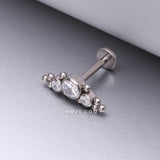 Detail View 1 of Implant Grade Titanium OneFit Threadless Sparkle Arc Bali Beads Flat Back Stud Labret-Clear Gem