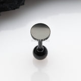 Detail View 1 of Blackline Flat Circle Top Cartilage Tragus Barbell Earring