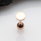 Detail View 1 of Rose Gold Flat Circle Top Cartilage Tragus Barbell Earring