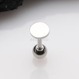 Detail View 1 of Flat Circle Top Cartilage Tragus Barbell Earring
