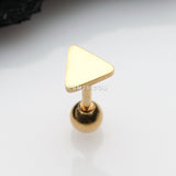 Detail View 1 of Golden Flat Triangle Top Cartilage Tragus Barbell Earring