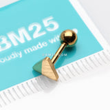 Detail View 2 of Golden Flat Triangle Top Cartilage Tragus Barbell Earring