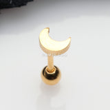 Detail View 1 of Golden Flat Crescent Moon Top Cartilage Tragus Barbell Earring