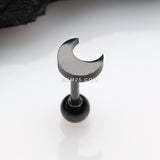 Detail View 1 of Blackline Flat Crescent Moon Top Cartilage Tragus Barbell Earring