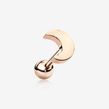 Rose Gold Flat Crescent Moon Top Cartilage Tragus Barbell Earring