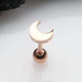 Detail View 1 of Rose Gold Flat Crescent Moon Top Cartilage Tragus Barbell Earring