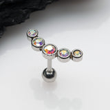 Detail View 1 of Journey Sparkle Curve Cartilage Tragus Barbell Earring-Aurora Borealis