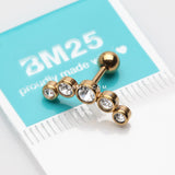 Detail View 2 of Golden Journey Sparkle Curve Cartilage Tragus Barbell Earring-Clear Gem