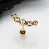 Detail View 1 of Golden Journey Sparkle Curve Cartilage Tragus Barbell Earring-Clear Gem